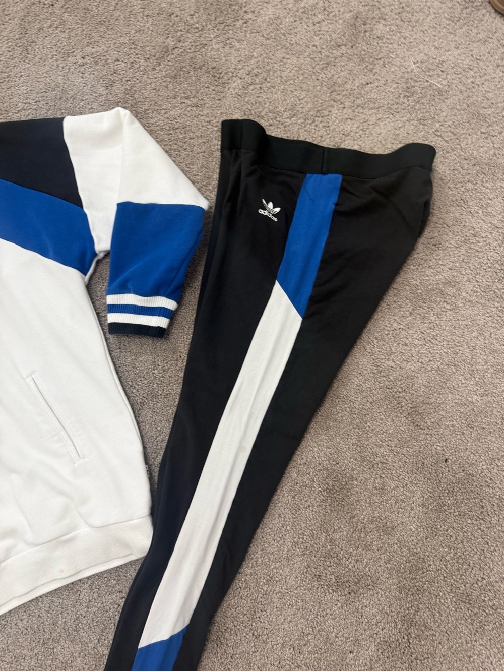 Women’s adidas White, Royal Blue & Black Trefoil Pullover Hoodie, leggings - Picture 6 of 10
